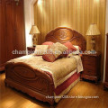 Orient retro carving solid wood bedroom furniture set, bed and night table